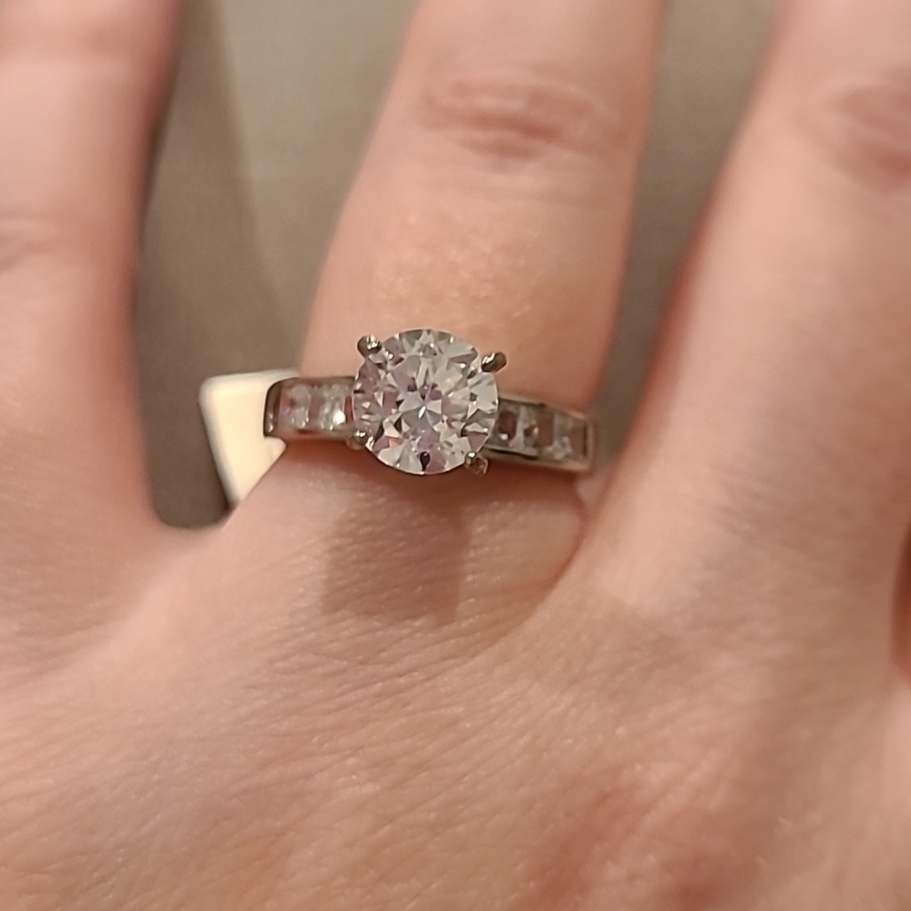 Cubic zirconia stainless steel classic engagement ring